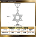 Star of David Necklace with Pavé Moissanite in 925 Sterling Silver
