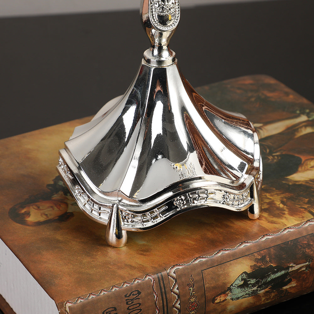 Classic Hanukkah Menorah, Polished Silver or Gold Finish, 12 Inch Tall