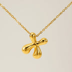 Initial Necklace in 18K Gold-Plated Stainless Steel, Bubble Letter A-Z