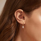 Hamsa Hoop Earrings in 925 Sterling Silver, Pavé Cubic Zirconia