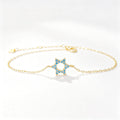 Star of David Bracelet in Gold Plated 925 Sterling Silver, Turquoise Crystal