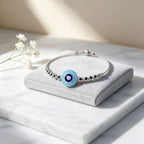 Evil Eye Bracelet in 925 Sterling Silver, Blue Enamel Eye