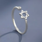 Star of David Ring in 925 Sterling Silver, Open Adjustable