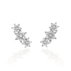 Star Ear Climber Earrings in 925 Sterling Silver, Cubic Zirconia
