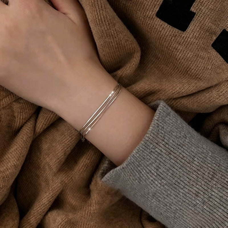 Three-Strand Snake Chain Bracelet in 925 Sterling Silver