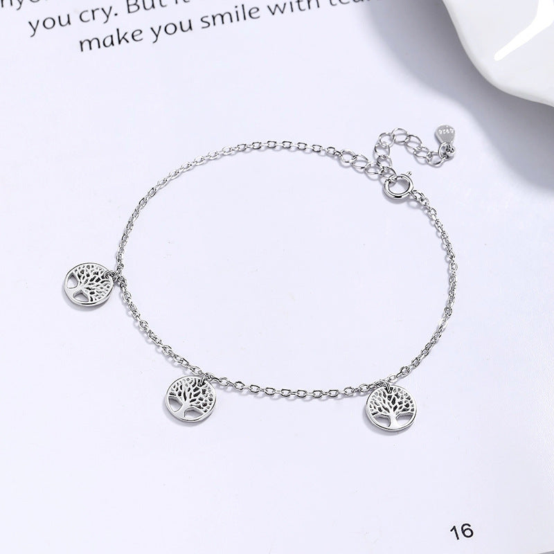 Tree of Life Charm Bracelet in 925 Sterling Silver, Three Charms