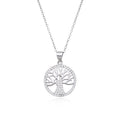 Tree of Life Necklace in 925 Sterling Silver, Cubic Zirconia Pendant