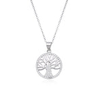 Tree of Life Necklace in 925 Sterling Silver, Cubic Zirconia Pendant
