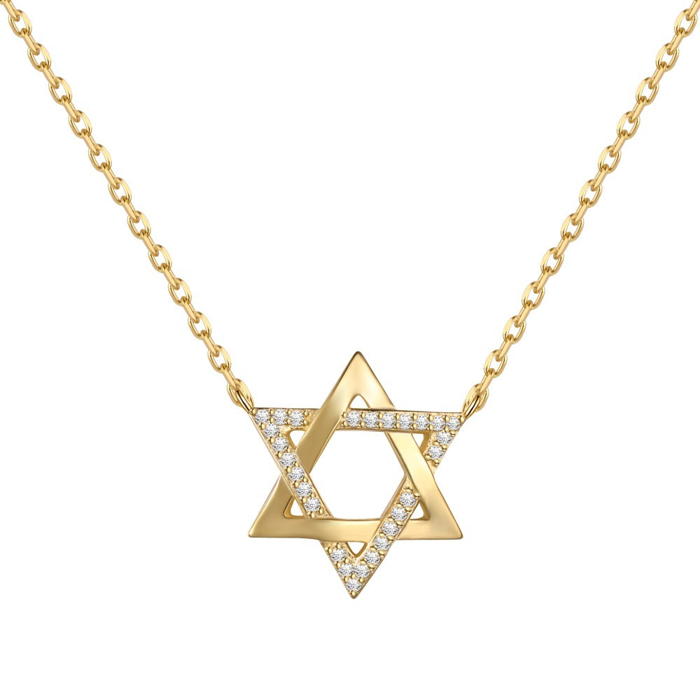 Interlocked Star of David Necklace in 925 Sterling Silver