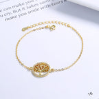 Tree of Life Bracelet in 925 Sterling Silver, Cubic Zirconia Circle