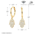 Hamsa Hoop Earrings in 925 Sterling Silver, Pavé Cubic Zirconia