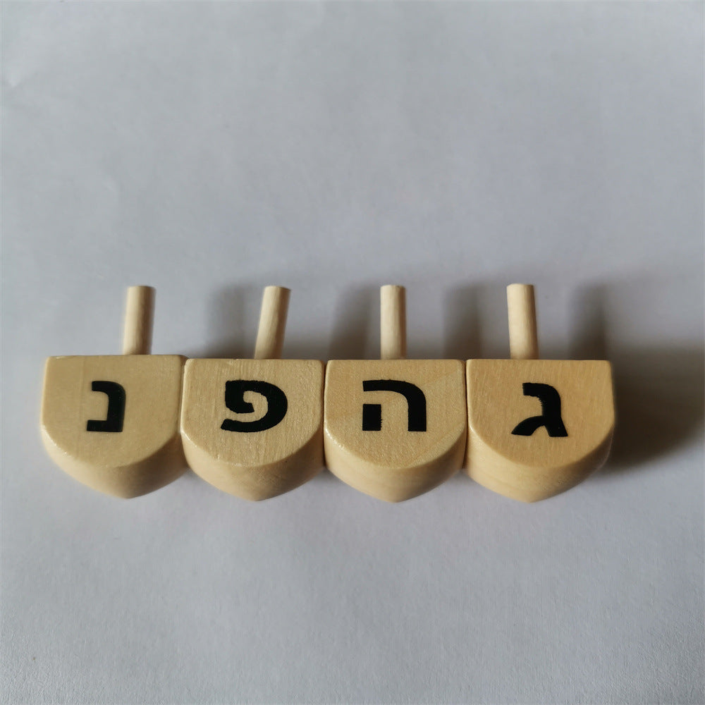 Wooden Dreidels for Hanukkah, Mixed Painted Set