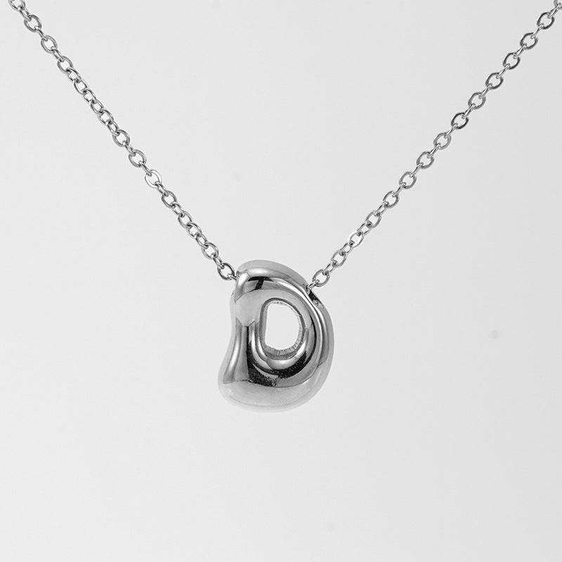 Initial Necklace in 18K Gold-Plated Stainless Steel, Bubble Letter A-Z