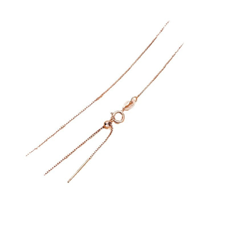Box Chain Necklace in 925 Sterling Silver, 18 Inch Adjustable