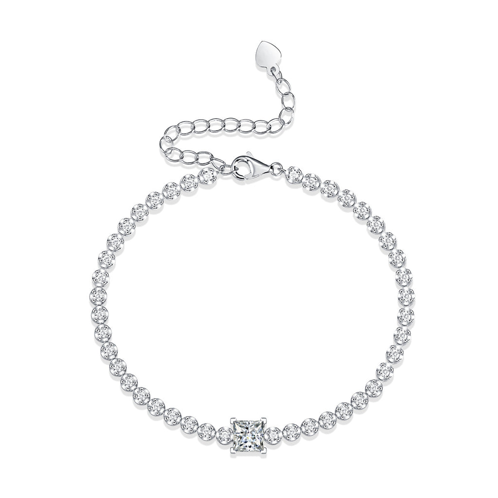 Moissanite Tennis Bracelet in 925 Sterling Silver, GRA Certified