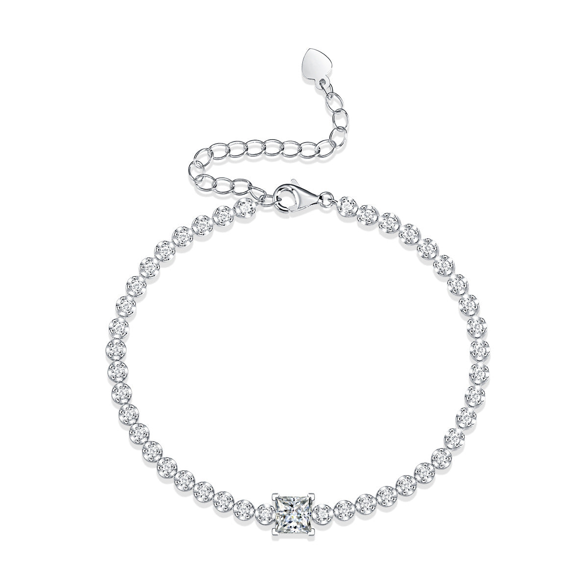Moissanite Tennis Bracelet in 925 Sterling Silver, GRA Certified
