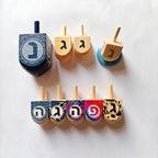 Wooden Dreidels for Hanukkah, Mixed Painted Set