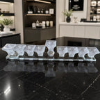 Designer Crystal Glass Hanukkah Menorah, 9 Cups, Clear, Amber or Rainbow