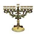 Designer Baroque Hanukkah Menorah, Bronze & Gold Scroll, 16 cm Tall