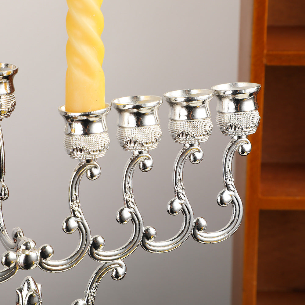 Classic Hanukkah Menorah, Polished Silver or Gold Finish, 12 Inch Tall
