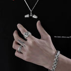 Men's Star of David Ring in 925 Sterling Silver, Oxidized Wide Band