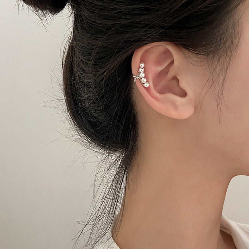 Pearl Ear Cuff in 925 Sterling Silver, No Piercing Needed