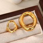 Large Hollow Oval Ring in Gold-Plated or Silver Stainless Steel