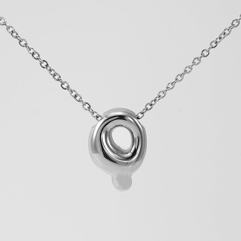 Initial Necklace in 18K Gold-Plated Stainless Steel, Bubble Letter A-Z