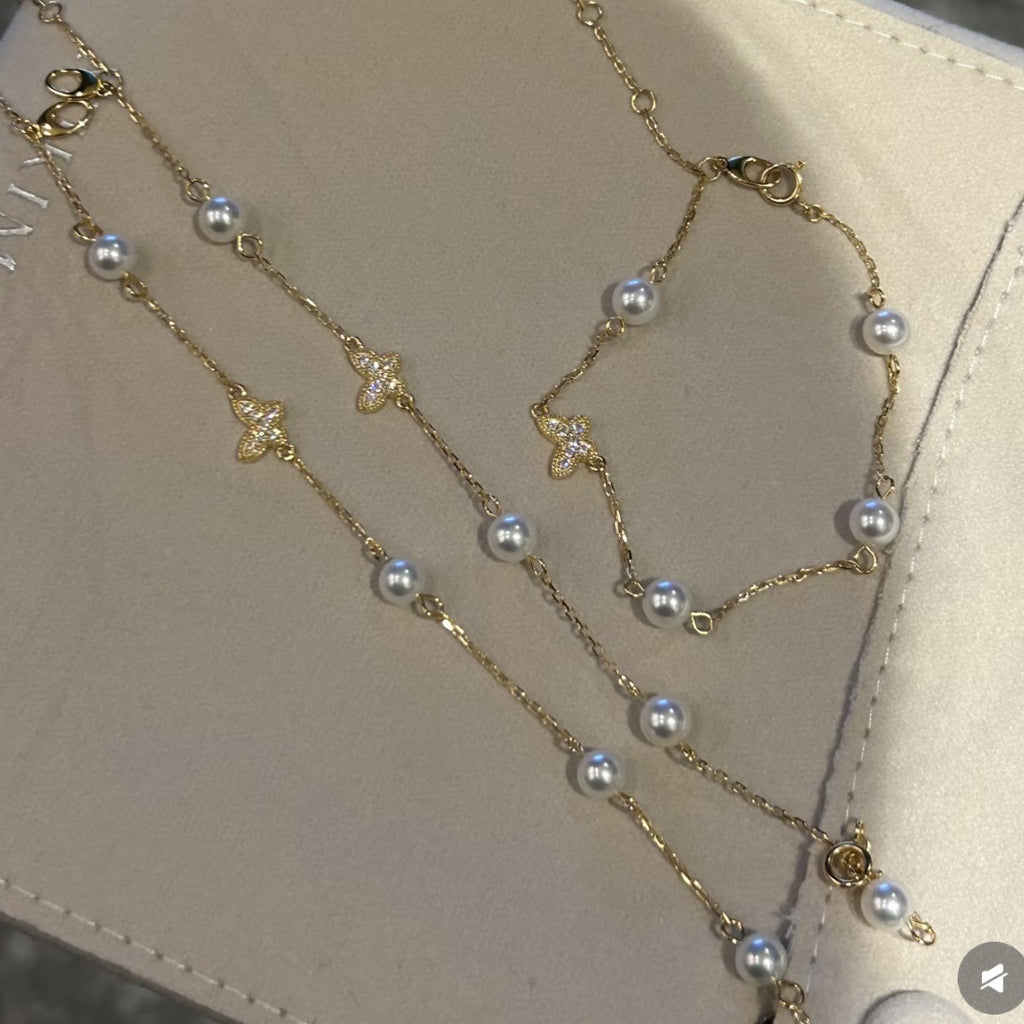 Pearl & Butterfly Bracelet in 925 Sterling Silver, Freshwater Pearls