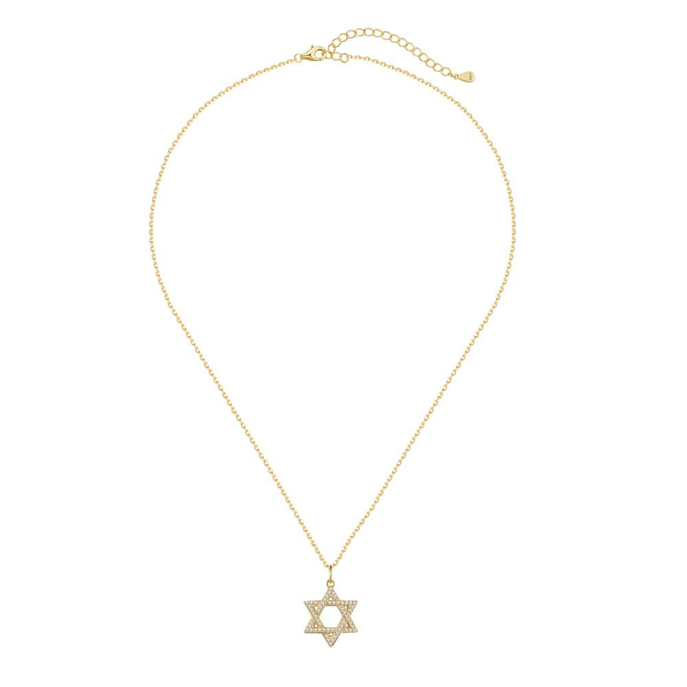 Interlocked Star of David Necklace in 925 Sterling Silver