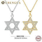 Star of David Necklace with Pavé Moissanite in 925 Sterling Silver