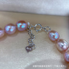 Purple Freshwater Pearl Bracelet with 925 Sterling Silver Clasp, 6-7 mm