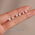 Star Stud Earrings in 925 Sterling Silver, Cubic Zirconia
