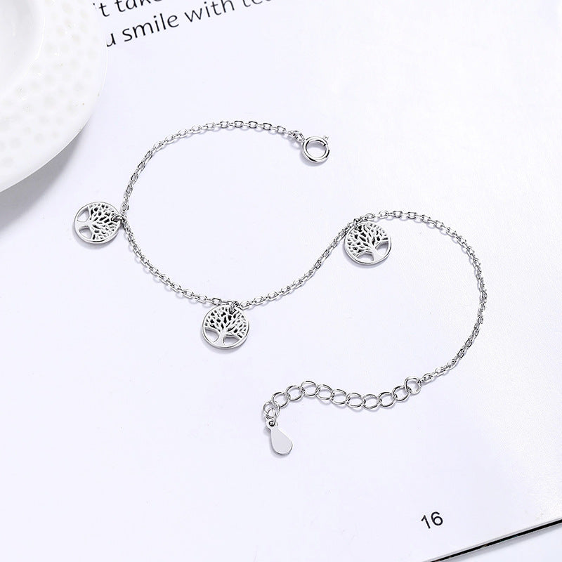 Tree of Life Charm Bracelet in 925 Sterling Silver, Three Charms