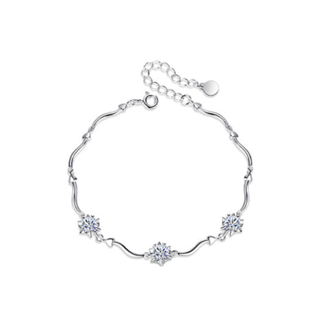 Snowflake Star Bracelet in 925 Sterling Silver, Cubic Zirconia