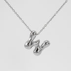 Initial Necklace in 18K Gold-Plated Stainless Steel, Bubble Letter A-Z