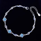 Six-Pointed Star Bracelet in 925 Sterling Silver, Blue or Clear Cubic Zirconia