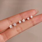 Star Stud Earrings in 925 Sterling Silver, Cubic Zirconia