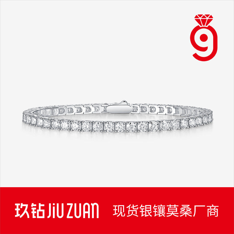 Moissanite Tennis Bracelet in 925 Sterling Silver, GRA Certified
