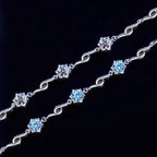 Six-Pointed Star Bracelet in 925 Sterling Silver, Blue or Clear Cubic Zirconia