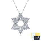 Star of David Necklace with Moissanite in 925 Sterling Silver, GRA Certified