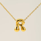 Initial Necklace in 18K Gold-Plated Stainless Steel, Bubble Letter A-Z
