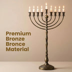 Grand Floor Menorah for Hanukkah, Antique Bronze Iron, 81 cm Tall