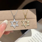 Star of David Necklace with Pavé Moissanite in Gold Plated 925 Sterling Silver