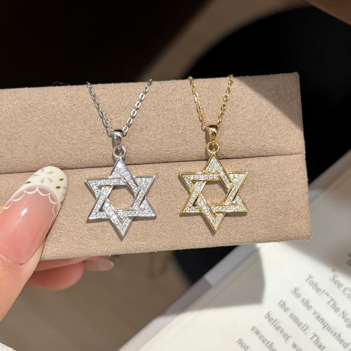 Star of David Necklace with Pavé Moissanite in 925 Sterling Silver