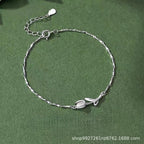 Tulip Bracelet in 925 Sterling Silver, Dainty Chain