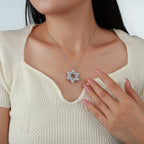 Star of David Necklace with Moissanite in Gold Plated 925 Sterling Silver, GRA Certified