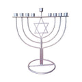 Modern Silver-Tone Star of David Hanukkah Menorah, 21 cm Tall