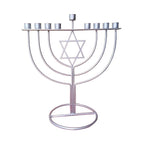 Modern Silver-Tone Star of David Hanukkah Menorah, 21 cm Tall