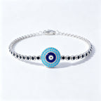 Evil Eye Bracelet in 925 Sterling Silver, Blue Enamel Eye